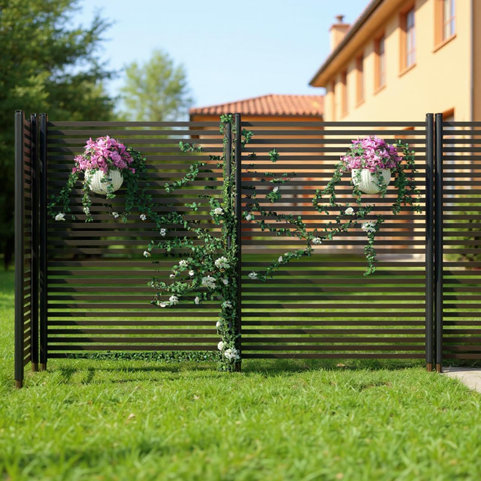 Freistehender Metall Sichtschutzzaun für Garten, Terrasse und Balkon
