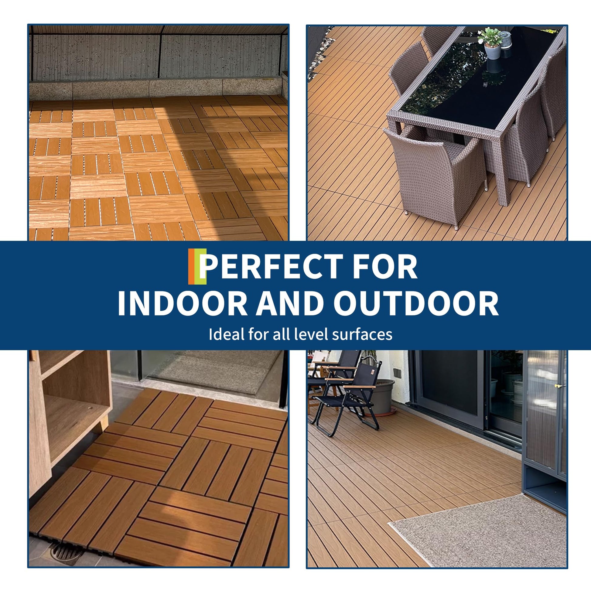 Baldosas madera compuesta teca Garvee 30x30cm patio terraza